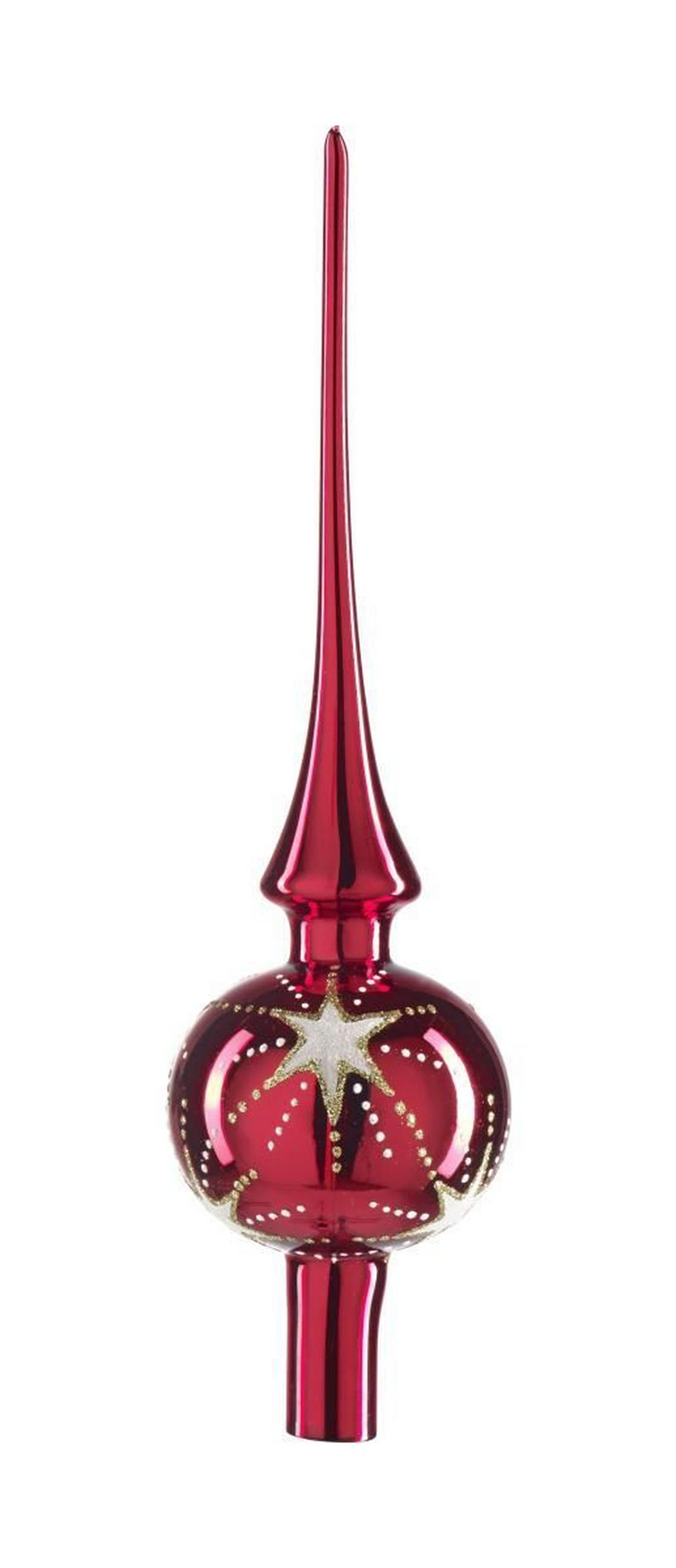 CHRISTBAUMSPITZE  - Rot/Weiß, LIFESTYLE, Glas (7/27cm) - X-Mas