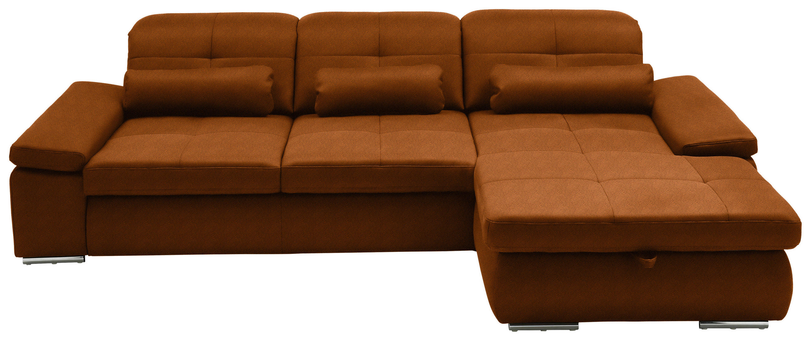 ECKSOFA  in Flachgewebe Cognac  309/195 cm  - Chromfarben/Cognac, Design, Textil (309/195cm) - Beldomo Style