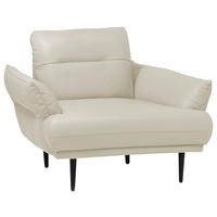 SESSEL in Lederlook Weiss  - Weiss/Schwarz, Design, Holz/Textil (95/85/96cm) - Livetastic