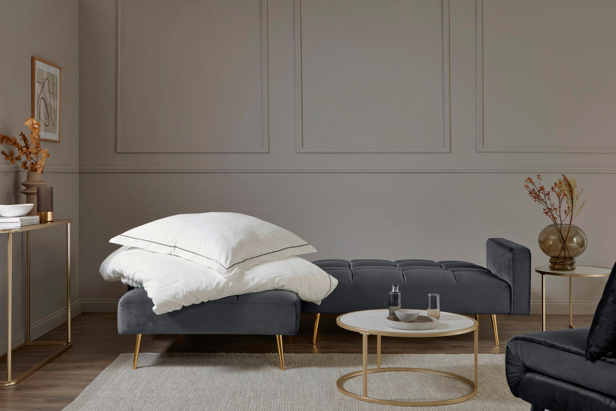 ECKSCHLAFSOFA CHILLAX POSH CORNER EU Grau, Platinfarben Samt  - Platinfarben/Goldfarben, MODERN, Holz/Textil (244/150cm) - Livetastic