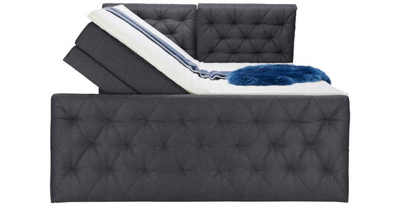 BOXSPRINGBETT 180/200 cm in Dunkelgrau - Dunkelgrau/Schwarz, KONVENTIONELL, Kunststoff/Textil (180/200cm) - Carryhome