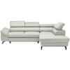 ECKSOFA in Echtleder Weiss  - Weiss/Schwarz, Design, Leder/Metall (270/220cm) - Novel