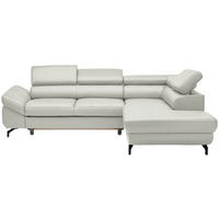 ECKSOFA in Echtleder Weiss  - Weiss/Schwarz, Design, Leder/Metall (270/220cm) - Novel