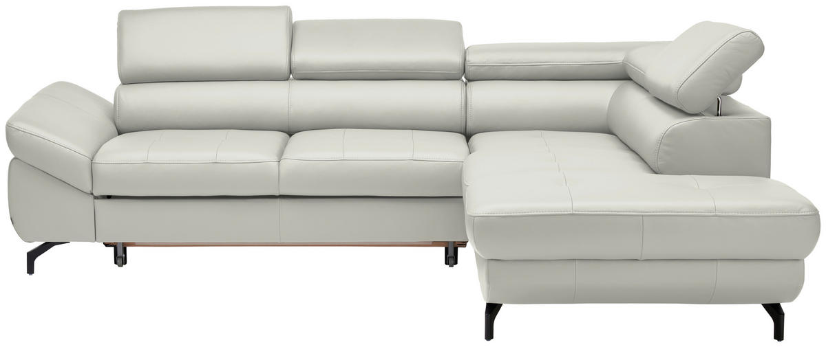 ECKSOFA in Echtleder Weiss  - Weiss/Schwarz, Design, Leder/Metall (270/220cm) - Novel