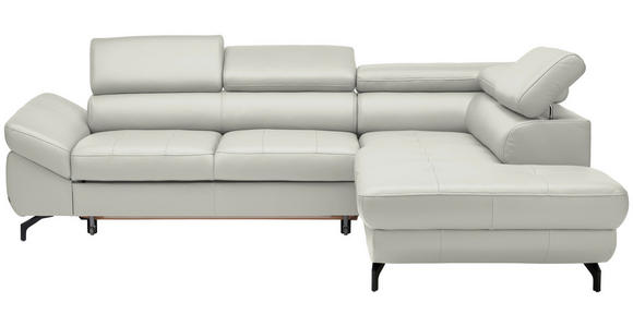 ECKSOFA in Echtleder Weiß - Schwarz/Weiß, Design, Leder/Metall (270/220cm) - Novel