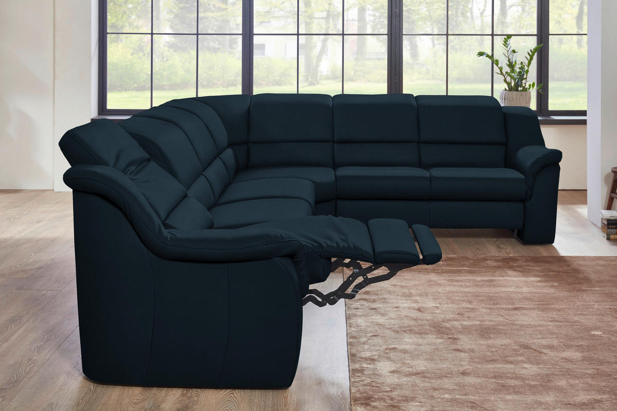 ECKSOFA  in Echtleder Dunkelblau  324/260 cm  - Chromfarben/Dunkelblau, KONVENTIONELL, Leder/Kunststoff (324/260cm) - Cantus