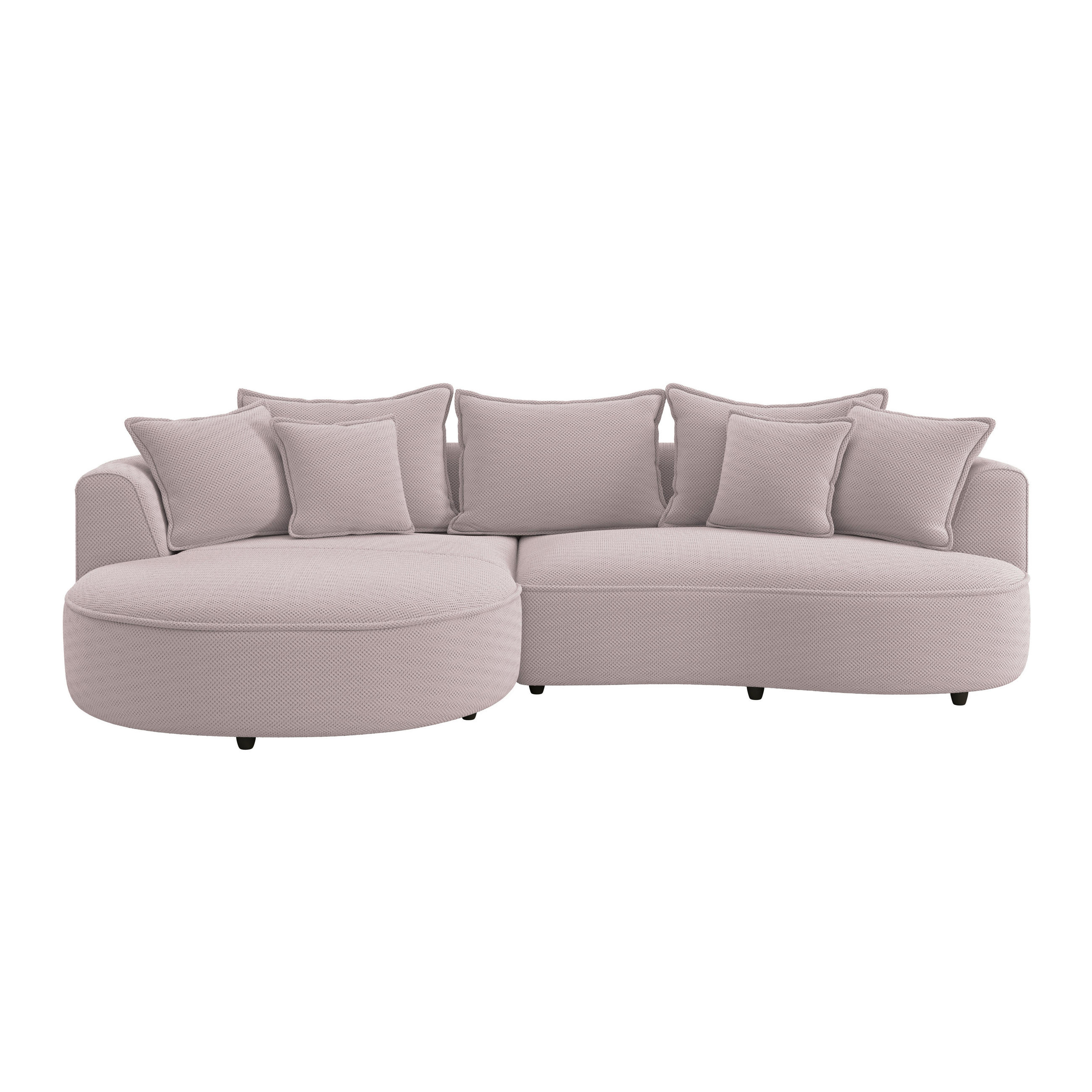 ECKSOFA in Velours, Struktur Hellrosa  - Hellrosa/Schwarz, Modern, Kunststoff/Textil (168/287cm) - Livetastic