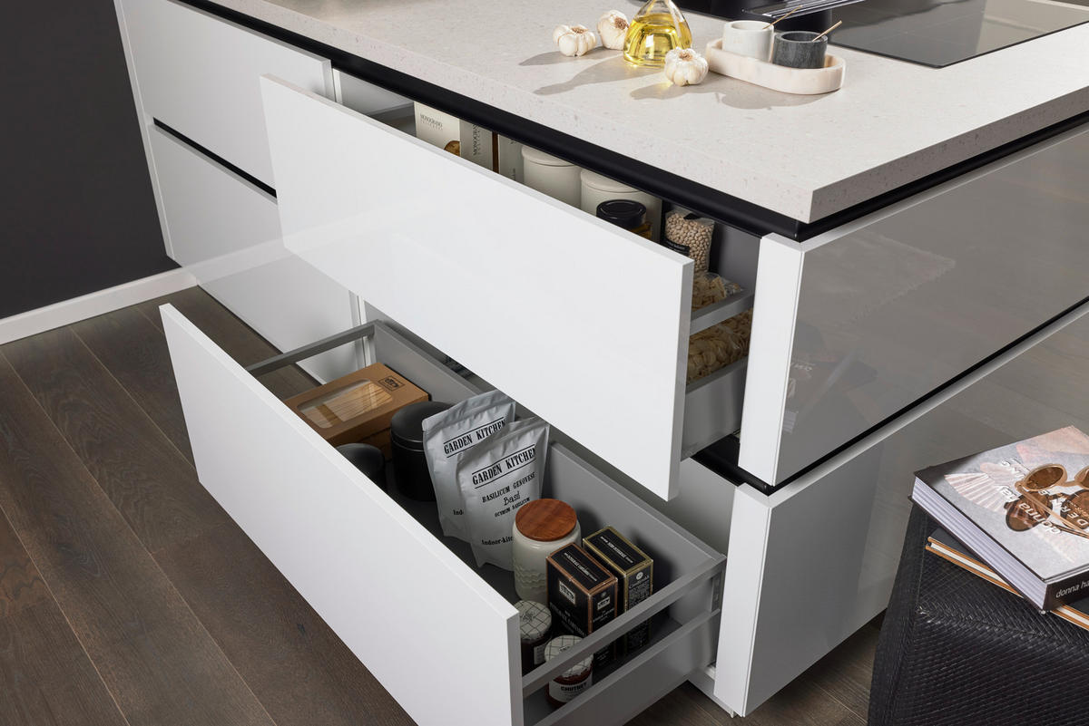 EINBAUKÜCHE ULTRA GLISS  - Weiß, Design, Holzwerkstoff - Novel
