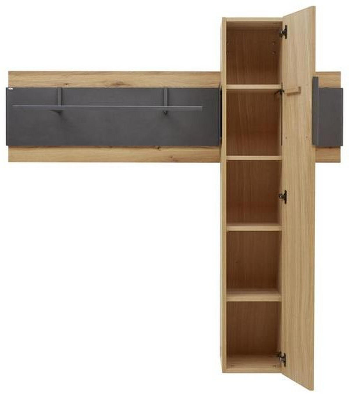 GARDEROBE 2-teilig  in 178/176/39 cm  - Eichefarben/Anthrazit, Natur, Holz/Metall (178/176/39cm) - Voglauer
