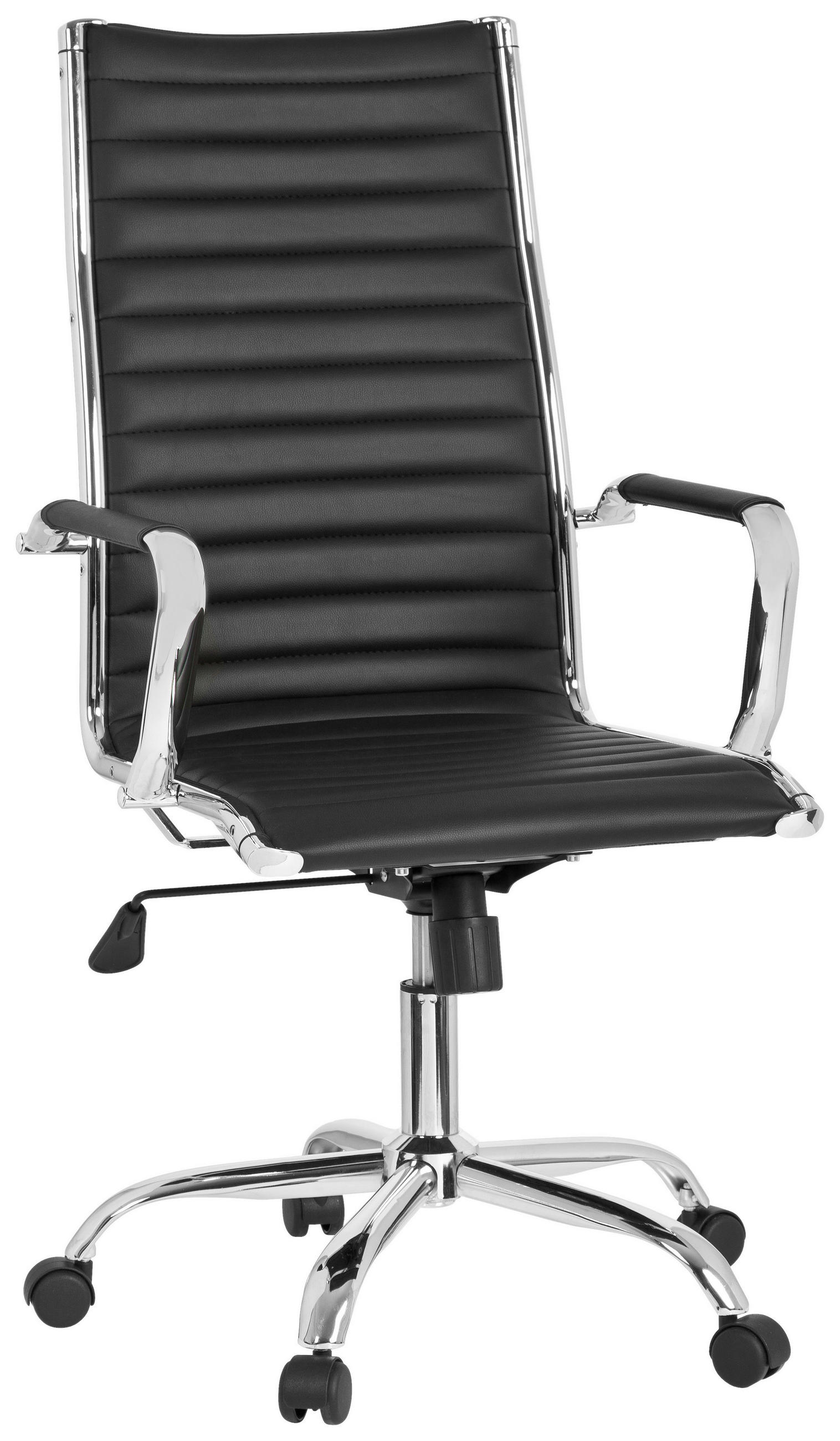 DREHSTUHL  in Lederlook Schwarz  - Silberfarben/Schwarz, Basics, Kunststoff/Textil (54/117/43cm) - MID.YOU