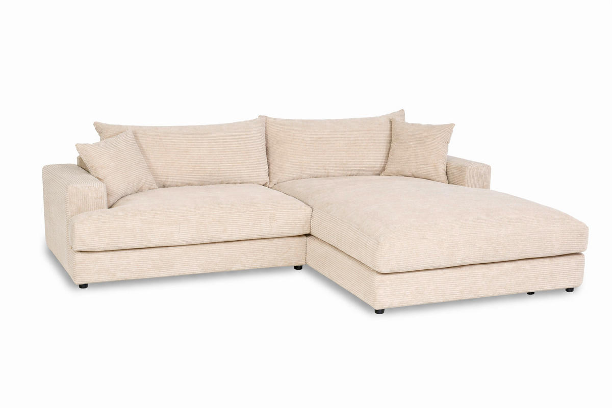 SJEDEĆA GARNITURA drvo, tekstil, drvni materijal  bež   - bež/crna, Moderno, drvni materijal/drvo (267/184cm) - Ti'me