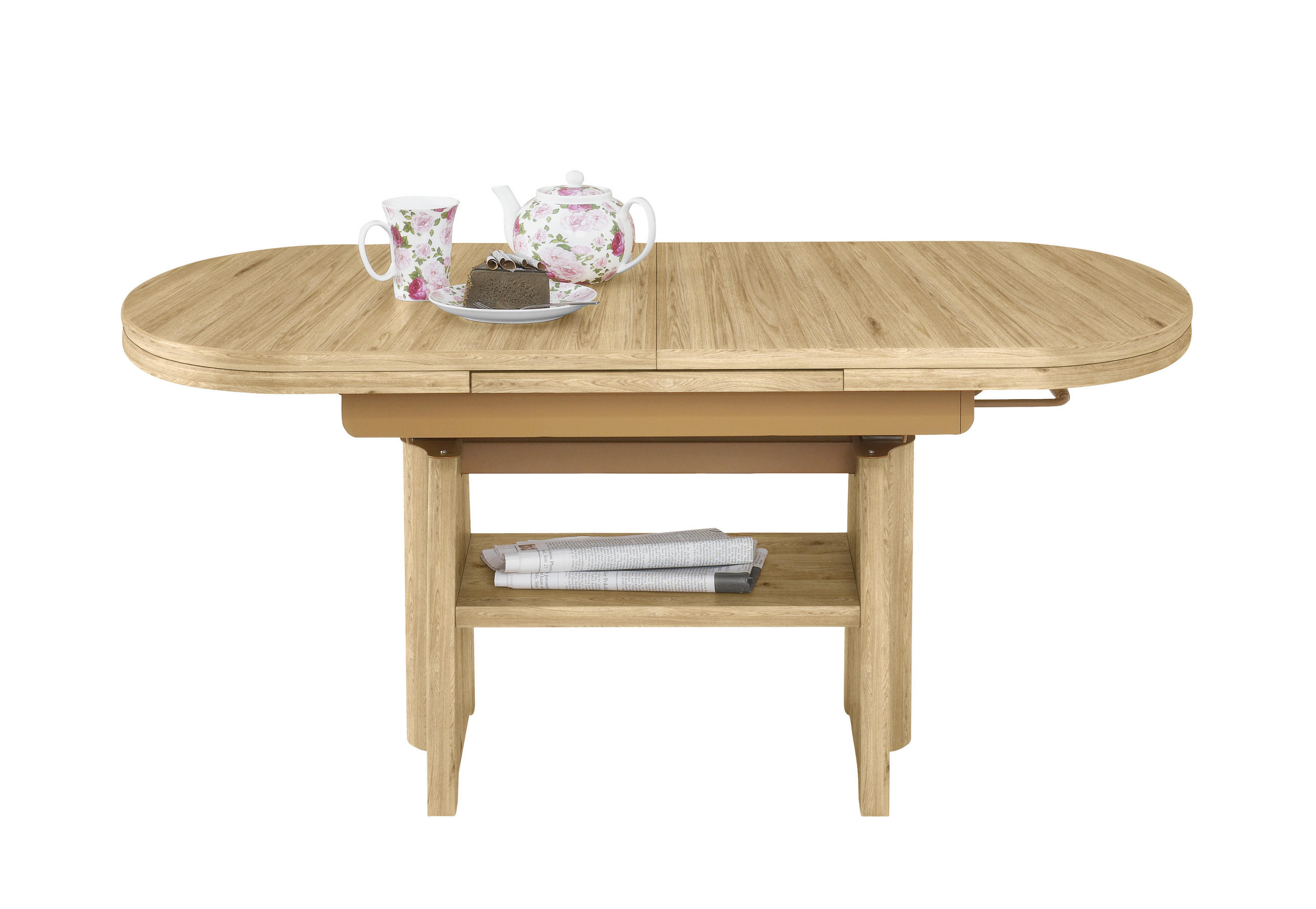 COUCHTISCH Wildeiche furniert 125-165,5/71/56-75 cm oval Eiche Bianco, Wildeiche  - Wildeiche/Eiche Bianco, KONVENTIONELL, Holzwerkstoff/Metall (125-165,5/71/56-75cm) - Venda