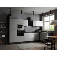 ECKKÜCHE 340/172 cm  in Grau, Weiß  - Silberfarben/Weiß, Design, Holzwerkstoff/Metall (340/172cm) - Respekta
