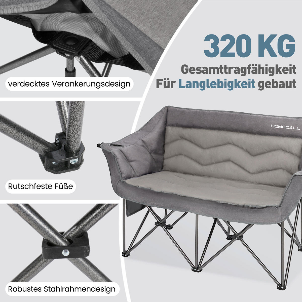 CAMPING-KLAPPSTUHL - Grau/Grün, Basics, Textil/Metall (134/108/50cm) - Modante