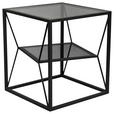 BEISTELLTISCH quadratisch Grau, Schwarz  - Schwarz/Grau, Design, Glas/Metall (40/40/45cm) - Landscape