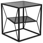 BEISTELLTISCH quadratisch Grau, Schwarz  - Schwarz/Grau, Design, Glas/Metall (40/40/45cm) - Landscape