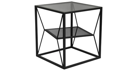 BEISTELLTISCH quadratisch Grau, Schwarz  - Schwarz/Grau, Design, Glas/Metall (40/40/45cm) - Landscape