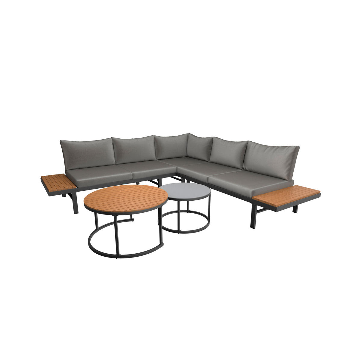 LOUNGEGARNITUR Akazie massiv Stahl  - Grau, Design, Glas/Holz - Ambia Garden