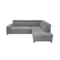 ECKSOFA Dunkelgrau Chenille Bettkasten, Schlaffunktion, Rücken echt, Kopfteilverstellung, Liegefläche im Originalstoff  - Dunkelgrau/Schwarz, KONVENTIONELL, Textil/Metall (265/206cm) - Carryhome