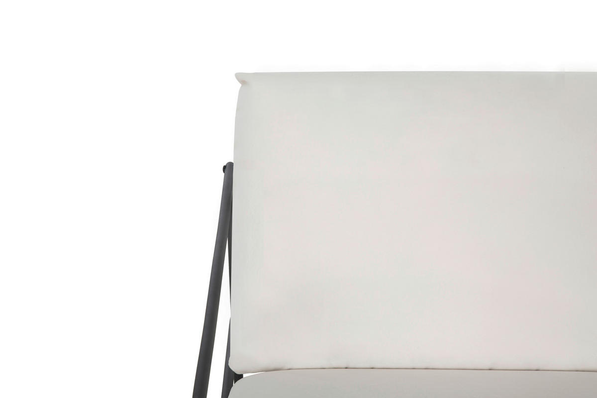 SOFA Samt Weiß  - Schwarz/Weiß, MODERN, Textil/Metall (129/75/87cm) - P & B