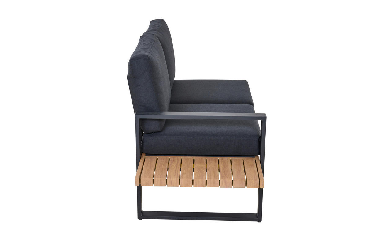 LOUNGEGARNITUR 2-teilig   73,5/78,5/155 cm Aluminium  - Anthrazit/Teakfarben, Basics, Textil/Metall (73,5/78,5/155cm) - Siena Garden