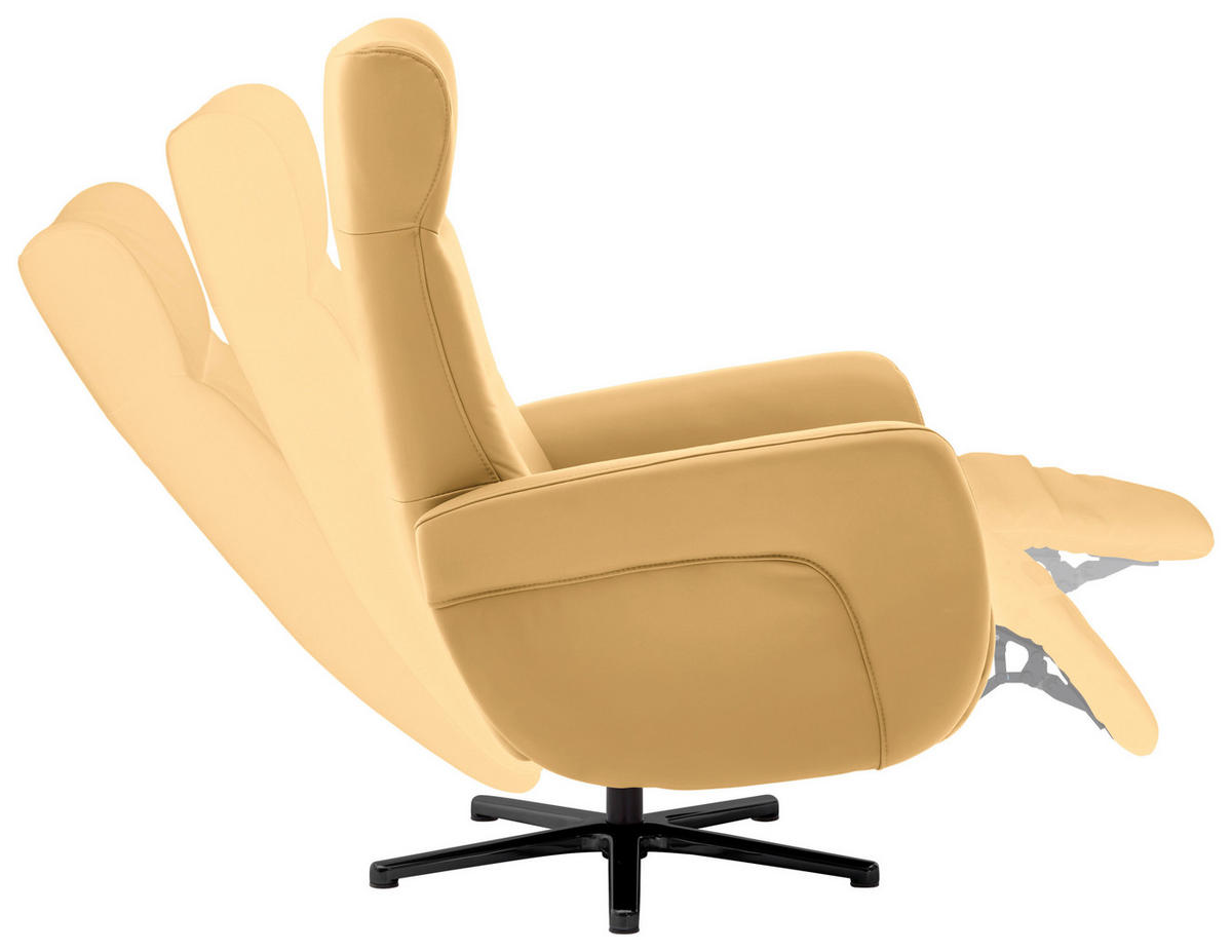RELAXSESSEL in Leder Gelb  - Gelb/Schwarz, Design, Leder/Metall (76/112/83cm) - Beldomo Speed