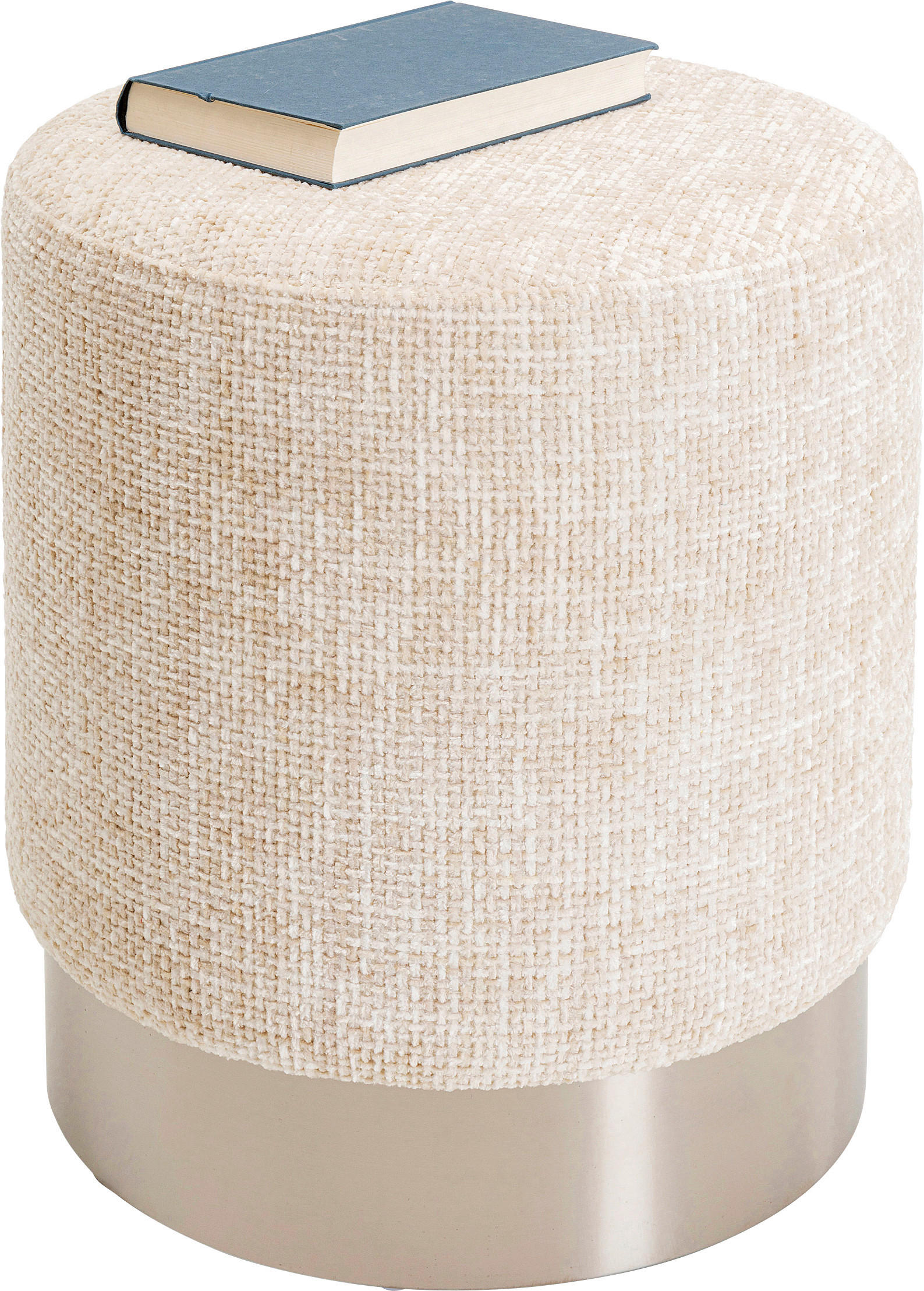 HOCKER Webstoff Silberfarben, Beige  - Beige/Silberfarben, KONVENTIONELL, Textil/Metall (39/47/39cm) - Kare-Design