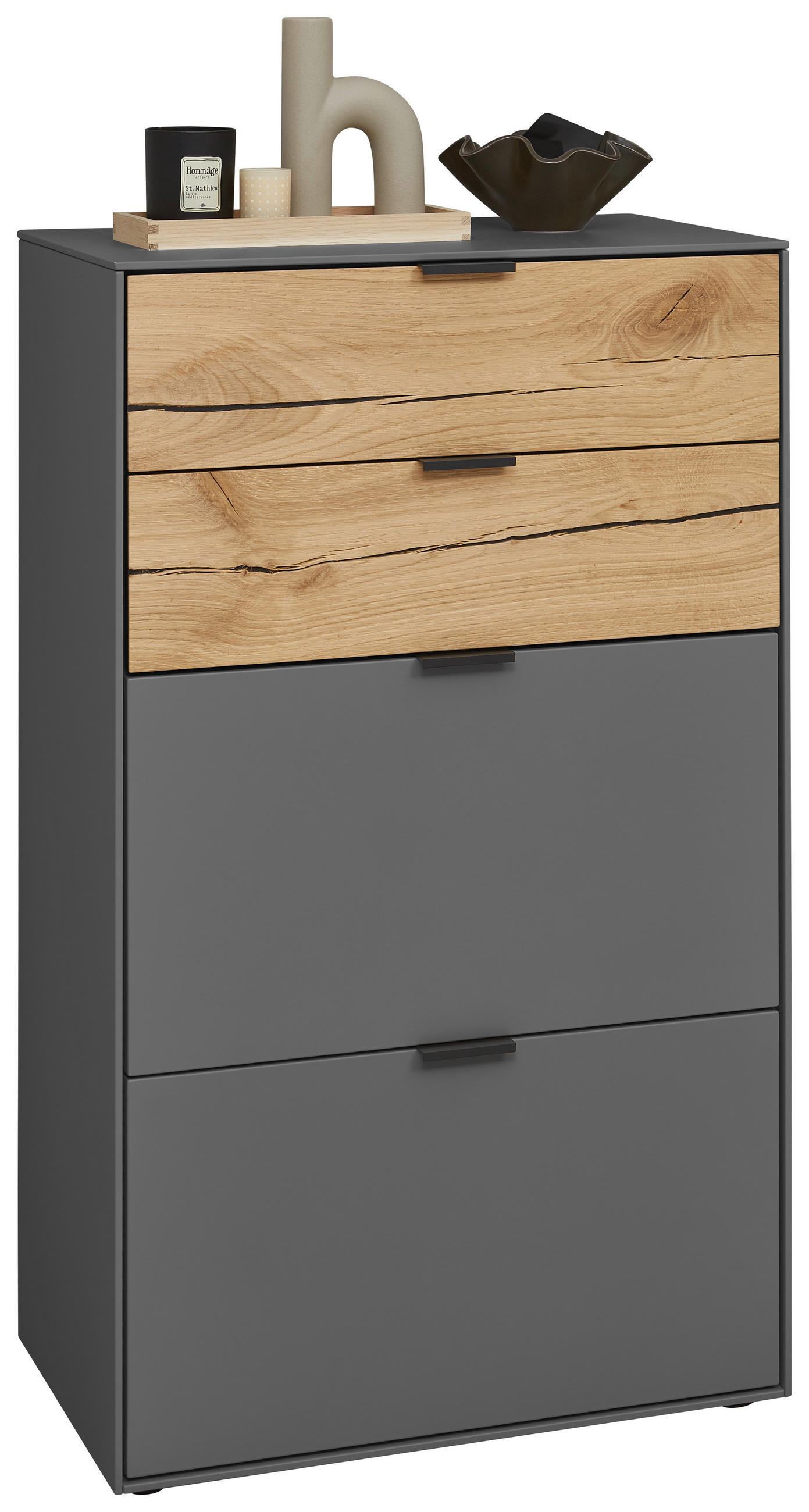 SCHUHSCHRANK Wildeiche furniert, massiv Graphitfarben, Eichefarben  - Eichefarben/Graphitfarben, Design, Holz/Holzwerkstoff (61,9/104,7/37,1cm) - Dieter Knoll