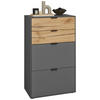 SCHUHSCHRANK Wildeiche furniert, massiv Graphitfarben, Eichefarben  - Eichefarben/Graphitfarben, Design, Holz/Holzwerkstoff (61,9/104,7/37,1cm) - Dieter Knoll