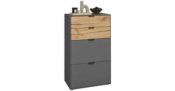SCHUHSCHRANK Wildeiche furniert, massiv Graphitfarben, Eichefarben - Eichefarben/Graphitfarben, Design, Holz/Holzwerkstoff (61,9/104,7/37,1cm) - Dieter Knoll