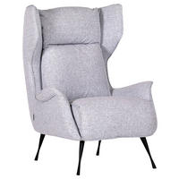 ÖRONLAPPSFÅTÖLJ i flatväv ljusgrå  - ljusgrå/svart, Design, metall/textil (83/106/89cm)