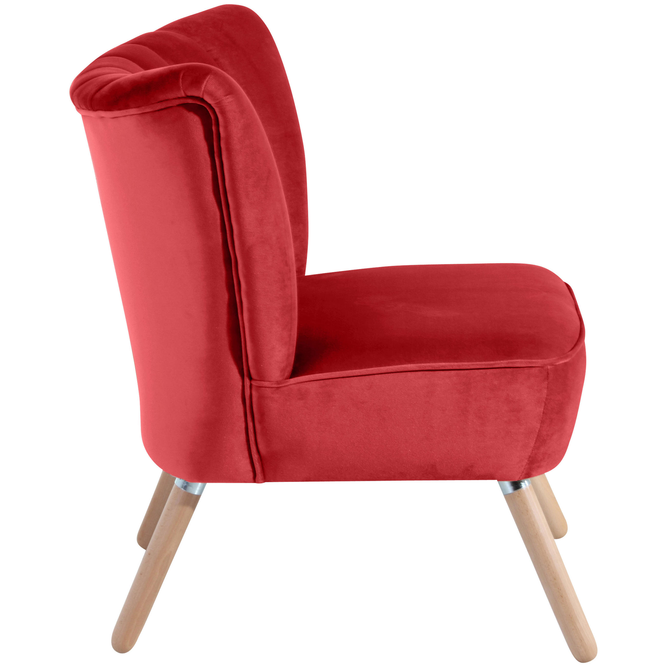 SESSEL Samt, Velours Rot    - Buchefarben/Rot, Design, Holz/Textil (70/80/66cm) - Max Winzer