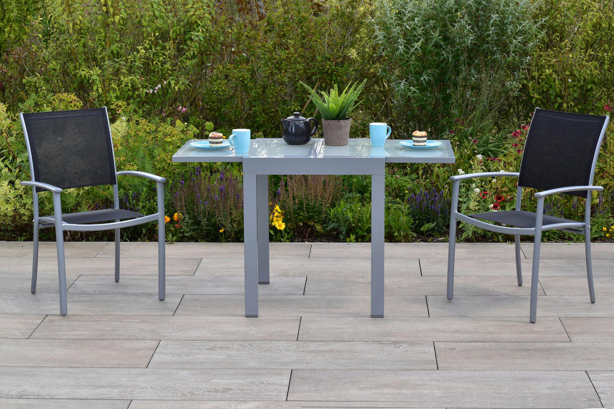 GARTENSET Aluminium  - Silberfarben/Schwarz, MODERN, Textil/Metall - Gardenson