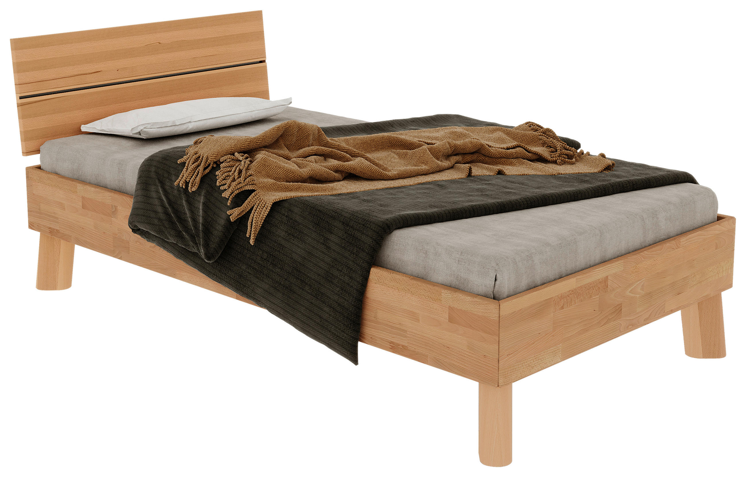 BETT 100/200 cm  in Kernbuche  - Kernbuche, MODERN, Holz (100/200cm) - MID.YOU