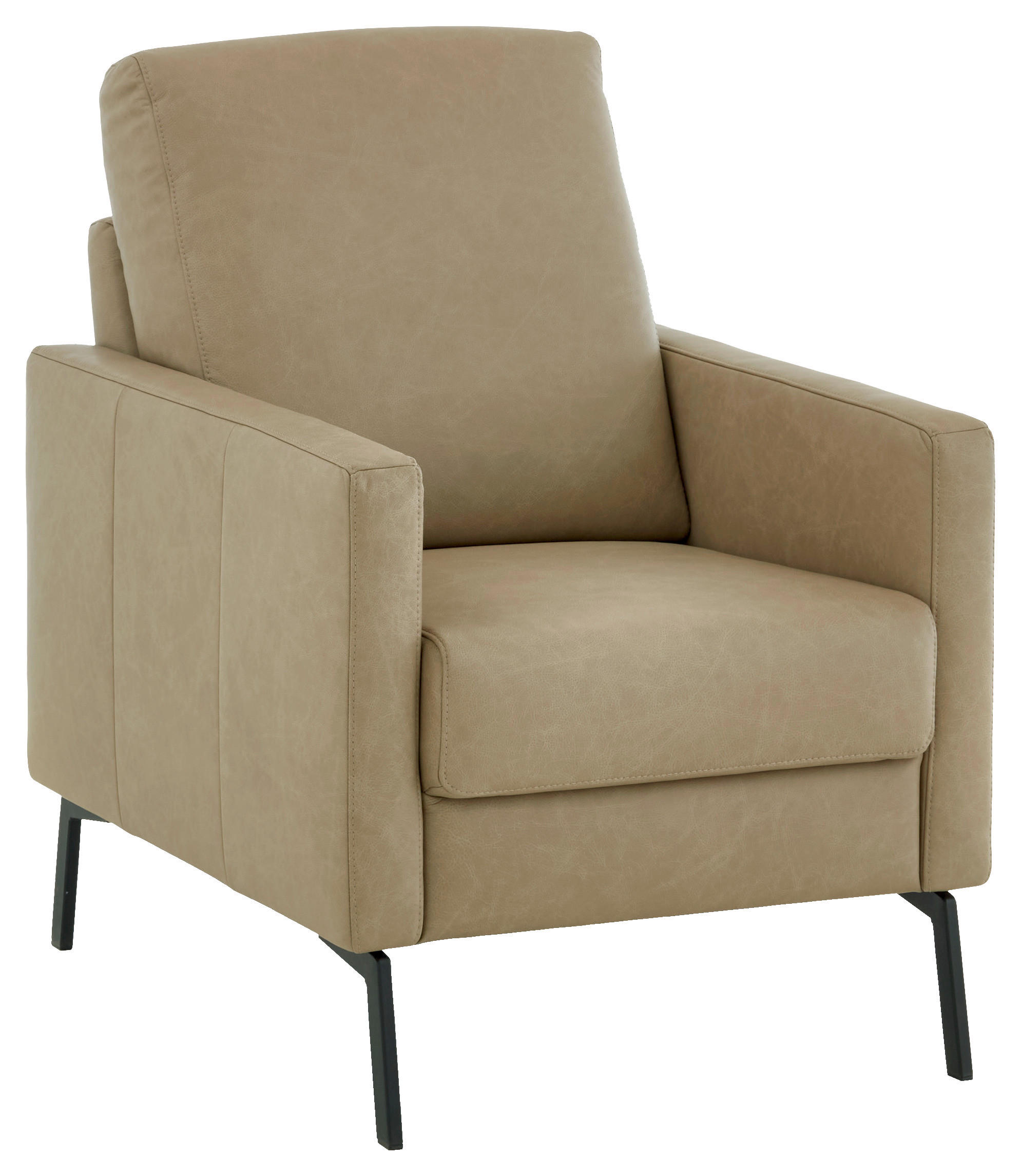 FERNSEHSESSEL  mit Echtleder Taupe  - Taupe/Schwarz, KONVENTIONELL, Leder/Metall (70/95/88cm) - Pure Home Comfort