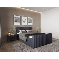 BOXBETT 140/200 cm,  in Graphitfarben, gepolstertes Kopfteil, Bettkasten, Topper, Matratzen, H3 + H3 = fest  - Schwarz/Graphitfarben, Basics, Kunststoff/Textil (140/200cm) - Chameo