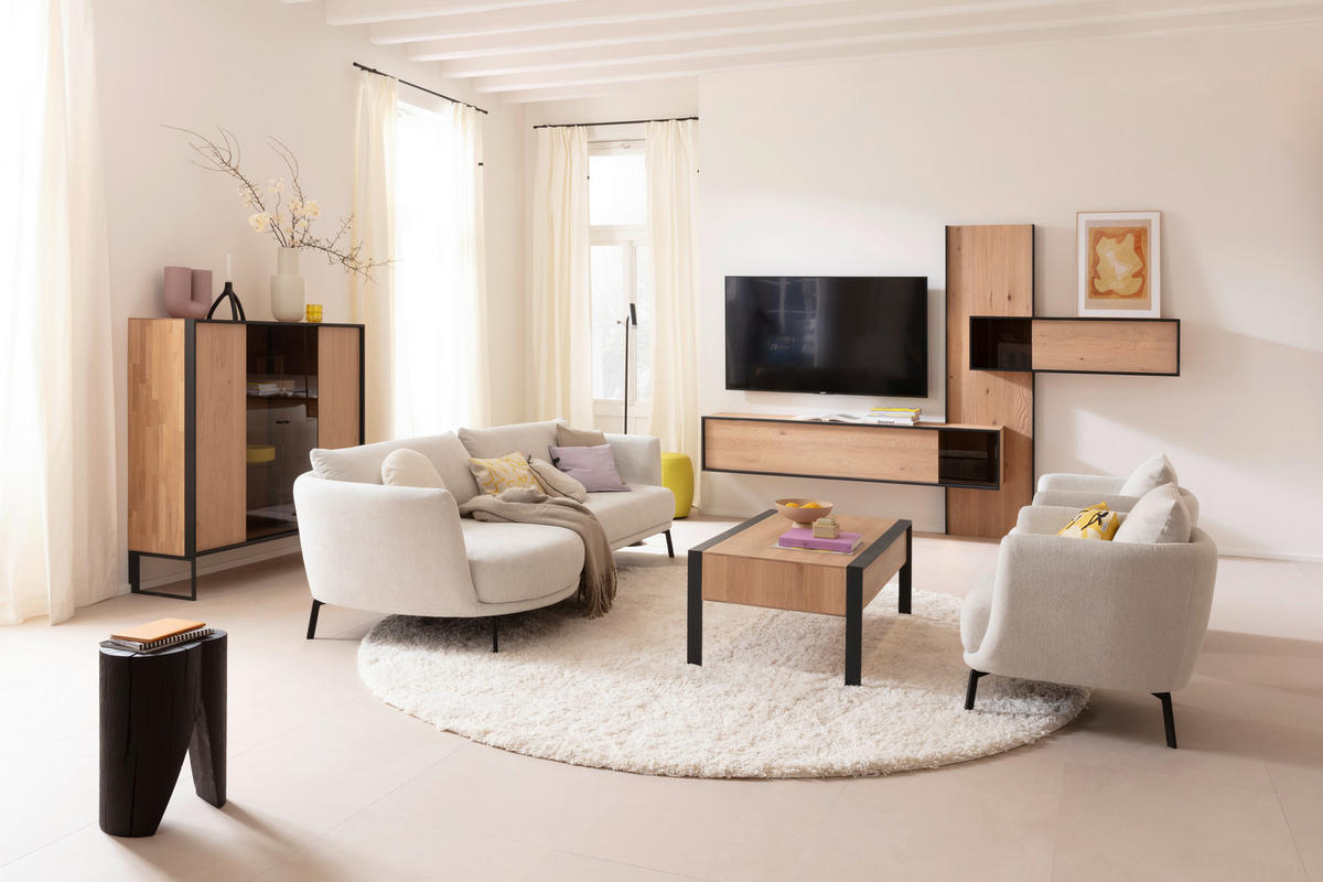 COUCHTISCH in Holz, Metall 120/69/46 cm  - Eichefarben/Anthrazit, Natur, Holz/Metall (120/69/46cm) - Schöner Wohnen