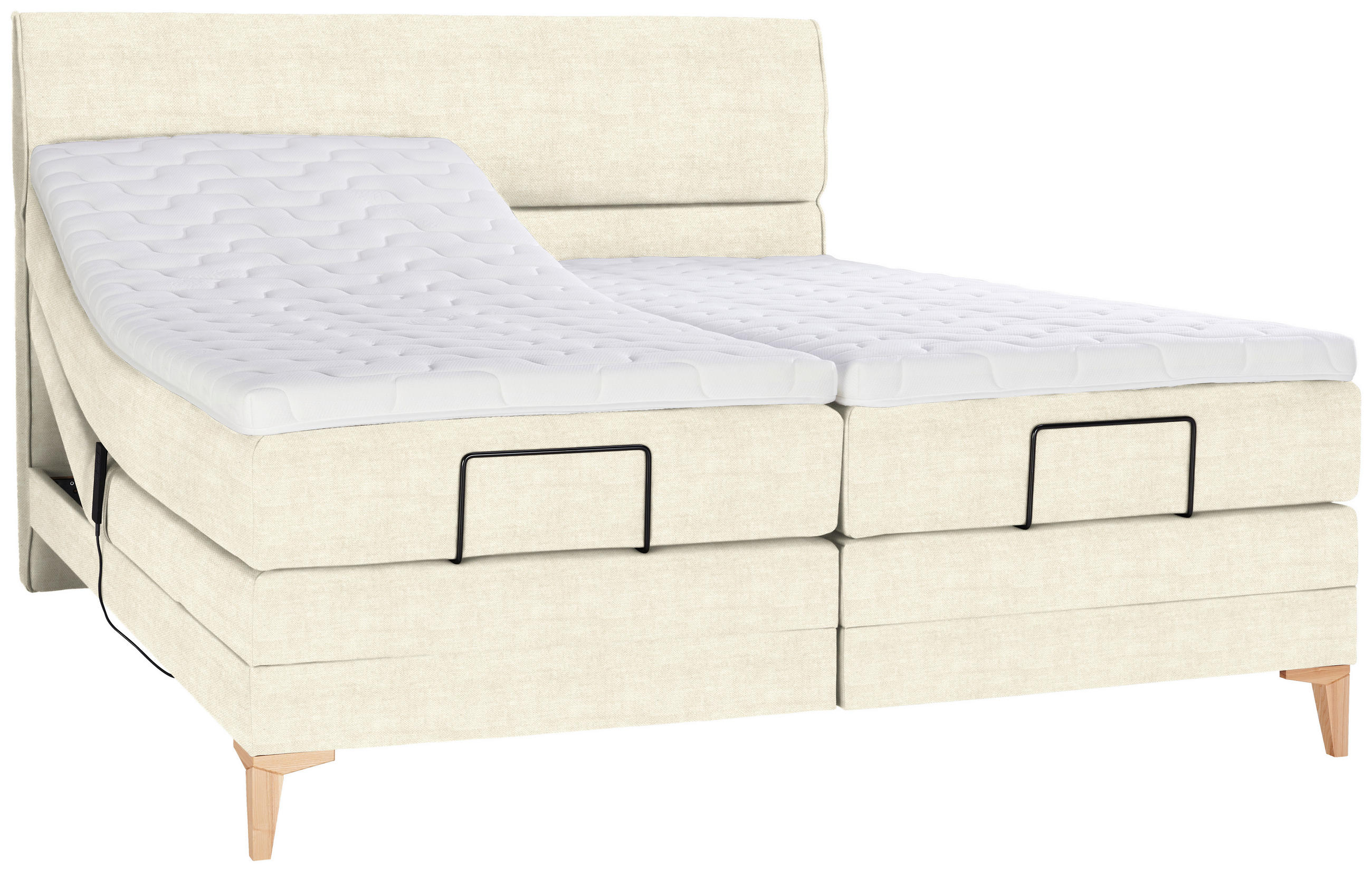BOXSPRINGBETT 180/200 cm  in Creme  - Eichefarben/Creme, Konventionell, Holz/Textil (180/200cm) - Voleo