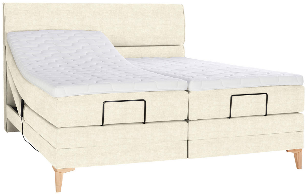BOXSPRINGBETT 180/200 cm  in Creme  - Eichefarben/Creme, Konventionell, Holz/Textil (180/200cm) - Voleo