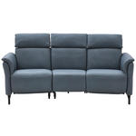 TRAPEZSOFA  in Echtleder Graublau  - Graublau/Schwarz, KONVENTIONELL, Leder/Metall (221/103/95cm) - Dieter Knoll
