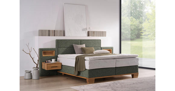 BOXSPRINGBETT 160/200 cm in Eichefarben, Dunkelgrün - Dunkelgrün/Eichefarben, Natur, Holz/Textil (160/200cm) - Valnatura