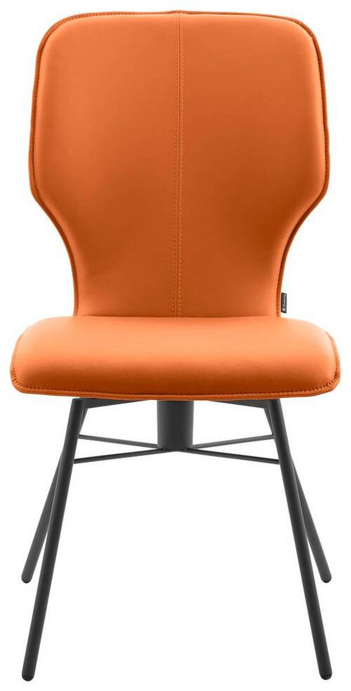 STUHL Echtleder Orange  - Dunkelgrau/Orange, Design, Leder/Metall (49/95/63cm) - Musterring