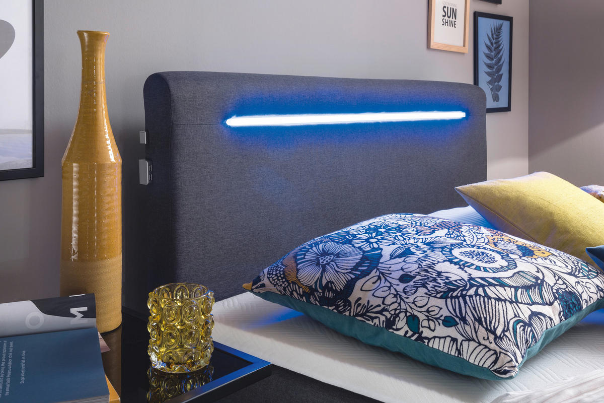 BOXSPRINGBETT 140/200 cm  in Anthrazit  - Anthrazit/Silberfarben, Design, Kunststoff/Textil (140/200cm) - Boxxx