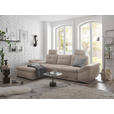 ECKSOFA  in Mikrovelours Creme  - Creme/Schwarz, KONVENTIONELL, Kunststoff/Textil (170/275cm) - Carryhome