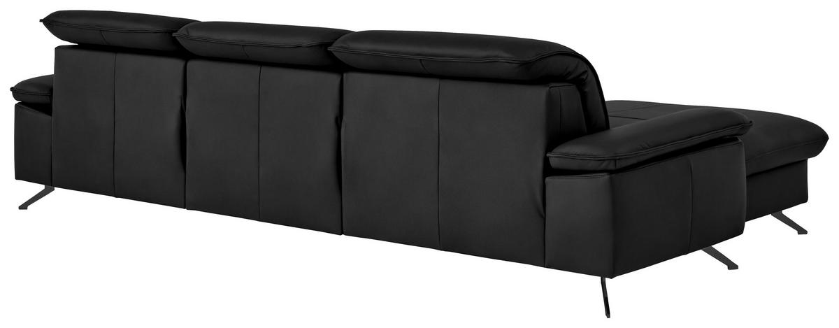 ECKSOFA  Echtleder Schwarz  - Schwarz, Design, Leder/Metall (169/307cm) - Beldomo Premium