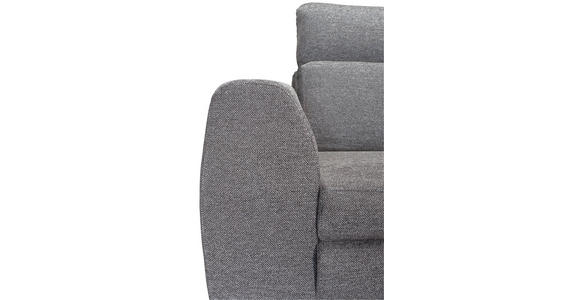ECKSOFA Dunkelgrau Chenille Zierkissen, Bettkasten, Schlaffunktion, Rücken echt, Kopfteilverstellung, Liegefläche im Originalstoff  - Dunkelgrau/Schwarz, KONVENTIONELL, Textil/Metall (266/185cm) - Carryhome
