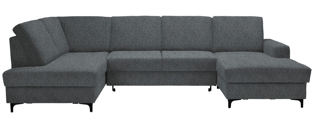 WOHNLANDSCHAFT Webstoff Dunkelgrau  - Dunkelgrau/Schwarz, Konventionell, Textil/Metall (185/317/167cm) - Stylife