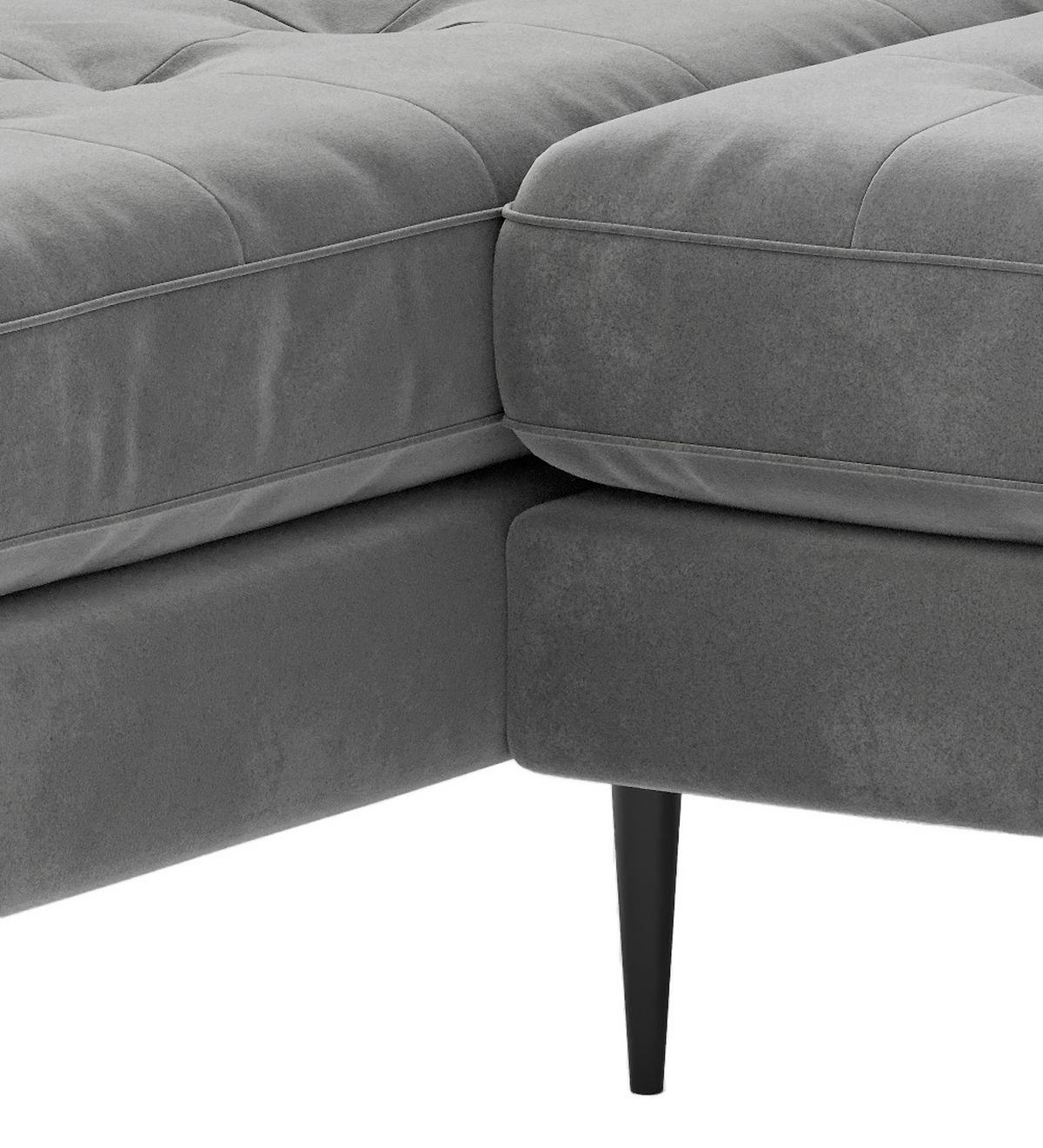 ECKSOFA in Flachgewebe Blaugrau  - Edelstahlfarben/Anthrazit, Design, Textil/Metall (259/205cm) - Livetastic