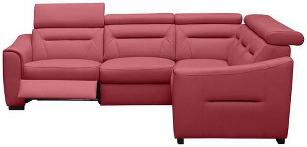 ECKSOFA Lederlook Echtleder Rot  - Wengefarben/Rot, Design, Leder/Holz (260/260cm) - Celina Home
