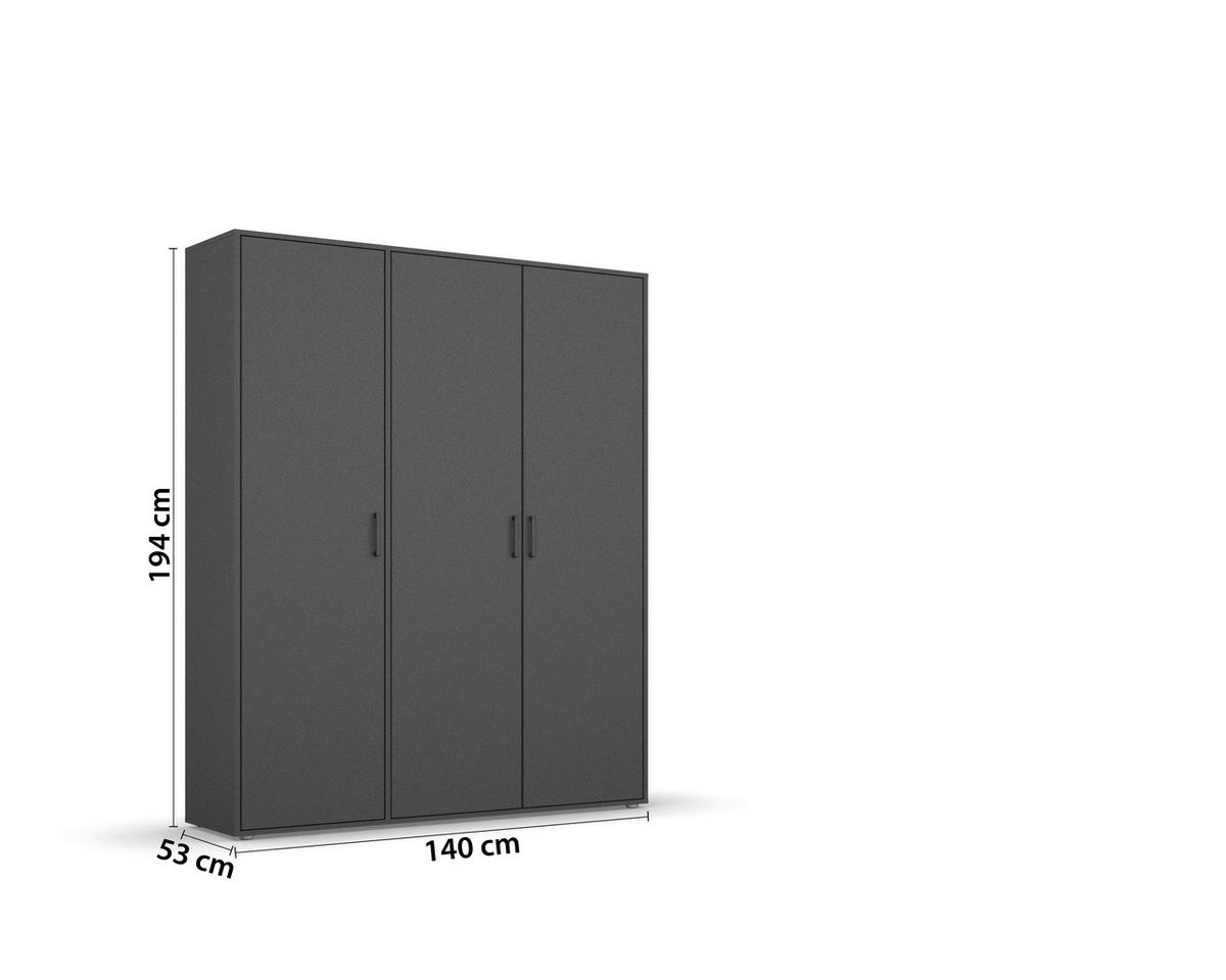 DREHTÜRENSCHRANK in Grau  - Grau, Modern, Holzwerkstoff/Kunststoff (140/194/53cm) - Rauch Möbel